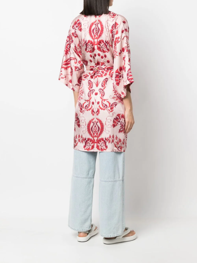 Shop Etro Floral-print Silk Poncho In Rosa