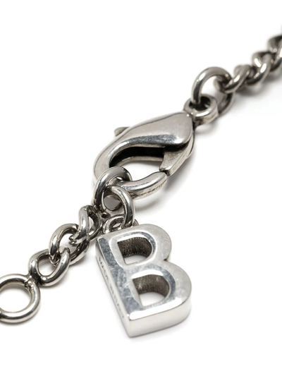 Shop Balenciaga Typo Valentine Chain Bracelet In Silver