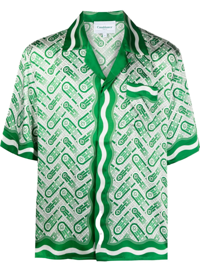 Shop Casablanca Ping Pong Monogram-print Shirt In Green