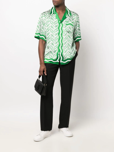 Shop Casablanca Ping Pong Monogram-print Shirt In Green