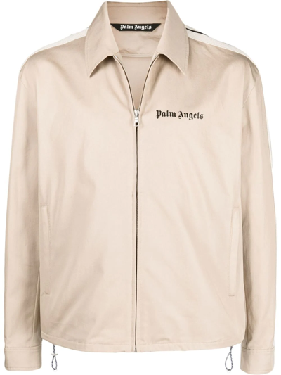 Shop Palm Angels Side Stripe Zipped Jacket In Neutrals