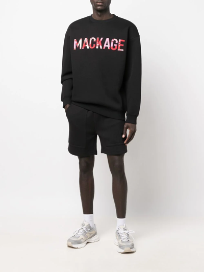 Mackage Logo-patch Drawstring Shorts In Schwarz
