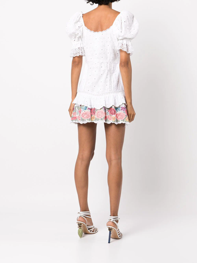 Shop Loveshackfancy Thressey Broderie-anglais Mini Dress In Weiss