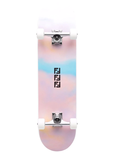 Shop Fendi Logo-print Metallic Skateboard In Black