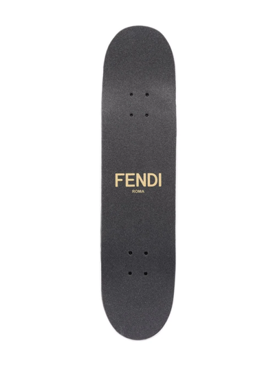 Shop Fendi Logo-print Metallic Skateboard In Black