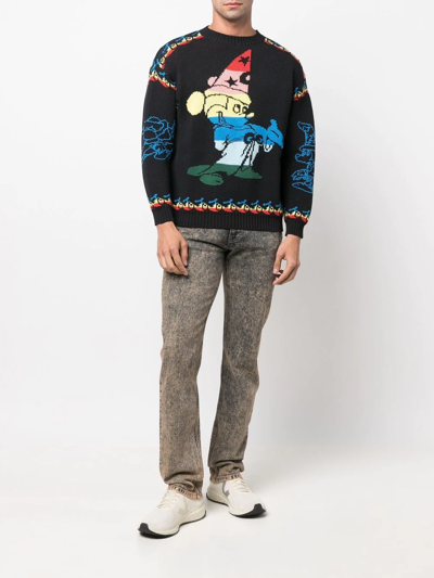 Shop Stella Mccartney X Disney Fantasia Rainbow Mickey Knitted Jumper In Schwarz