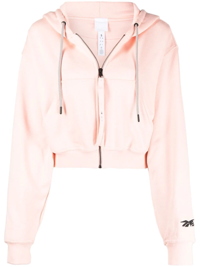 Shop Victoria Beckham Hooded Cropped Jacket In Rosa