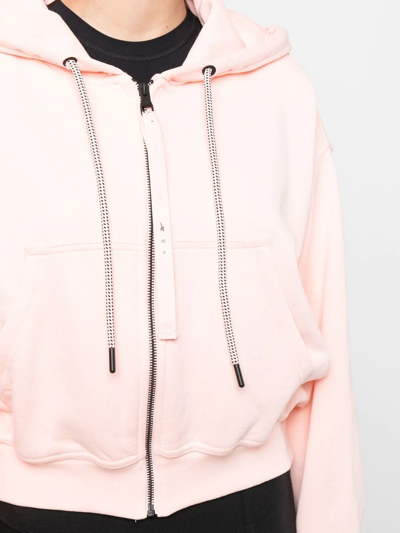 Shop Victoria Beckham Hooded Cropped Jacket In Rosa