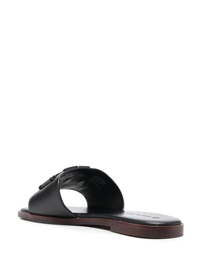 Tory Burch Ines Logo-patch Slides In Schwarz