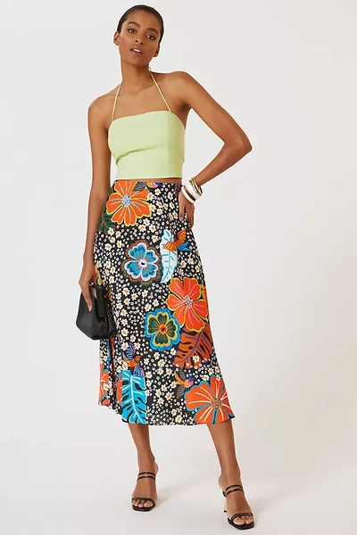 Shop Farm Rio Satin-slip Midi Skirt In Assorted