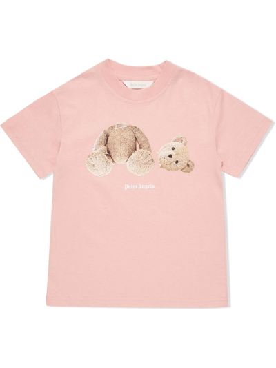 Shop Palm Angels Bear Print T-shirt In Pink