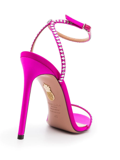 Shop Aquazzura Olie 105mm Crystal-embellished Sandals In Pink