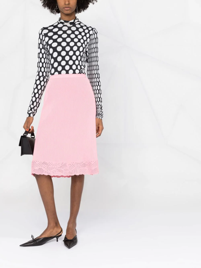 Shop Balenciaga Pointelle-knit Slip Skirt In Pink
