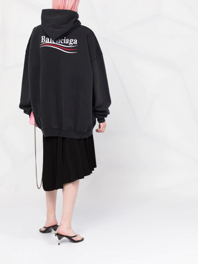 Shop Balenciaga Political Campaign Logo-print Hoodie In Black