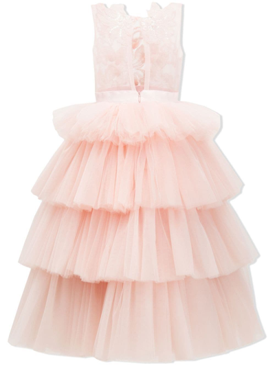 Tulleen Tulle Tiered Skirt Dress In Pink