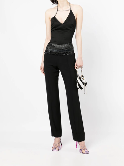Pre-owned Gianfranco Ferre 2010s Bead-embellished Straight-cut Trousers In Black