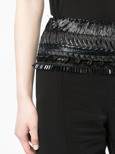 Pre-owned Gianfranco Ferre 串珠缀饰直筒长裤（2010年代典藏款） In Black