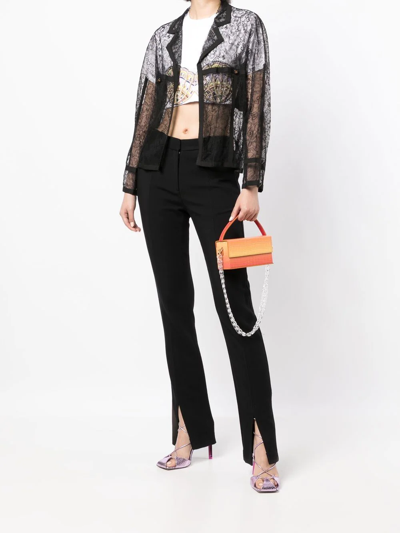 Pre-owned Chanel 1994 Logo-embroidered Lace Jacket In Black