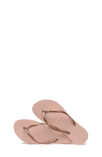 Shop Havaianas Slim Crystal Ii Flip Flop In Ballet Rose