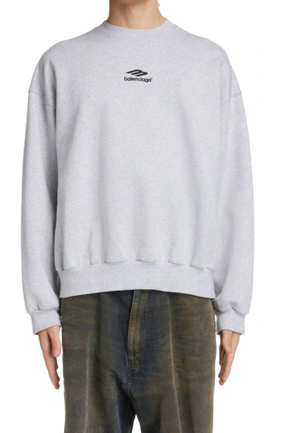 Balenciaga Sporty B Oversize Crewneck Sweatshirt In Heather Grey ModeSens