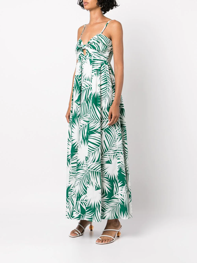 Shop Milly Noah Palm-print Poplin Dress In Green