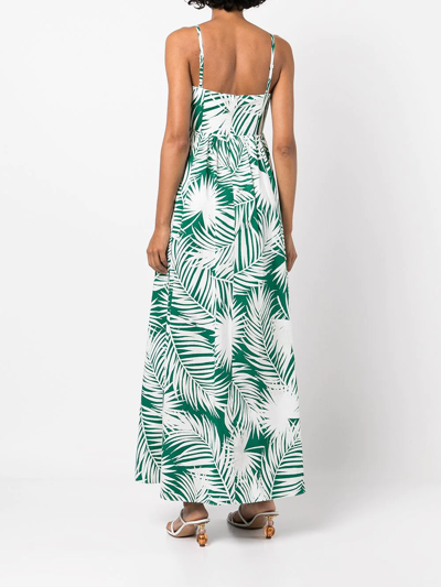 Shop Milly Noah Palm-print Poplin Dress In Green