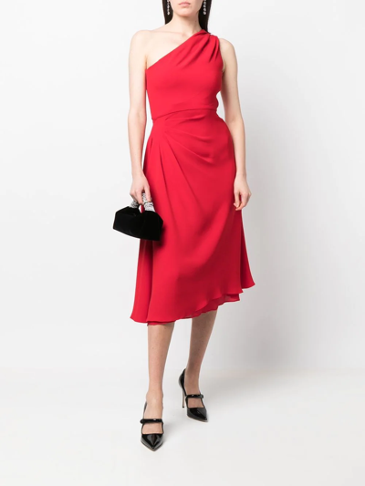 Pre-owned Dior 2010  Gathered One-shoulder Silk Dress In Red