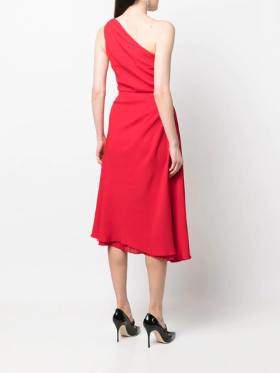 Pre-owned Dior 2010  Gathered One-shoulder Silk Dress In Red