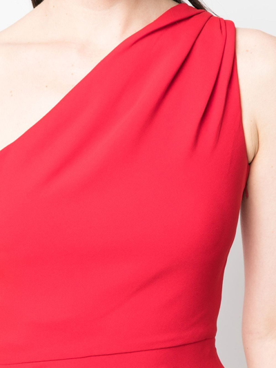 Pre-owned Dior 2010  Gathered One-shoulder Silk Dress In Red