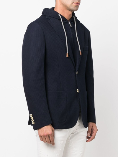 Shop Eleventy Hood-insert Cotton Blazer In Blue