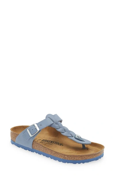 Shop Birkenstock Gizeh Braided Slide Sandal In Dusty Blue