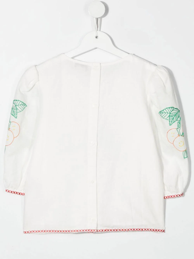 Shop Stella Mccartney Embroidered Cotton Blouse In White