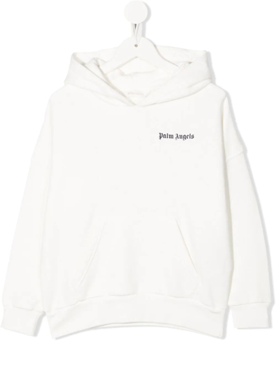 Shop Palm Angels Logo-print Cotton Hoodie In White