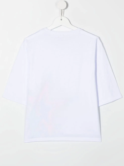 Stella Mccartney Kids White T-shirt With Multicolored Star And Round Logo In White