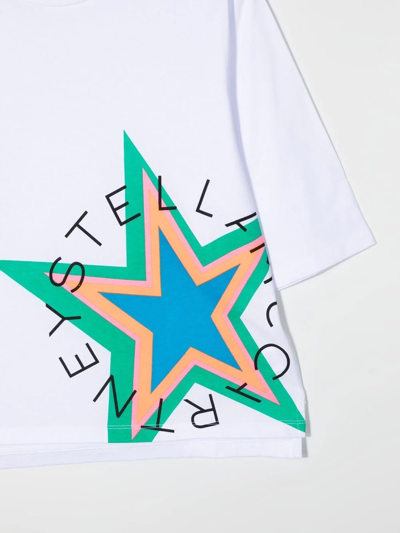Stella Mccartney Kids White T-shirt With Multicolored Star And Round Logo In White