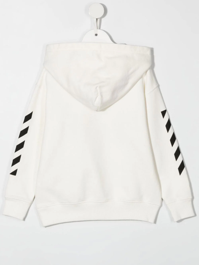 Shop Off-white Logo-print Cotton Hoodie In White