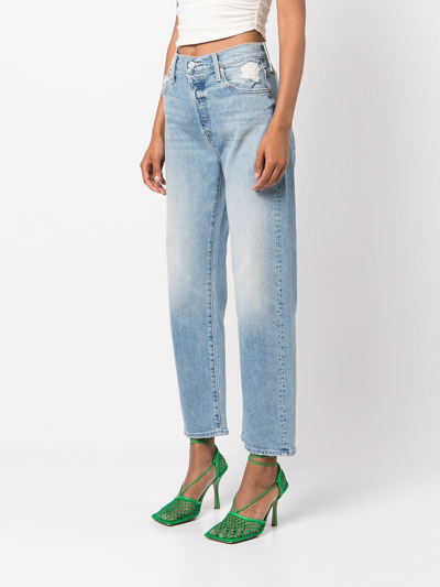 Shop Mother The Ditcher Cropped Straight Leg Jeans In Blue