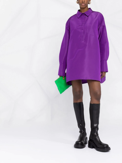 Valentino Oversized Silk-faille Shirt In Purple