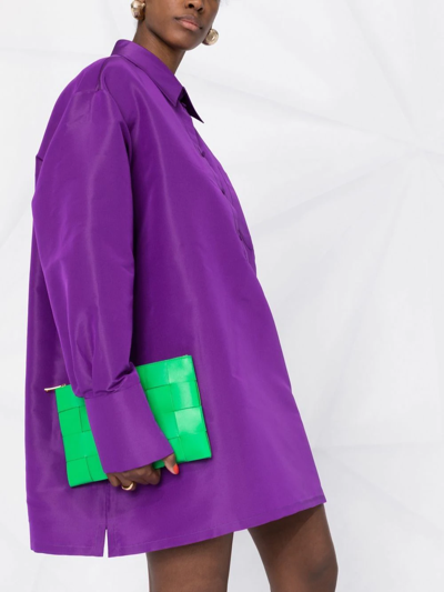 Valentino Oversized Silk-faille Shirt In Purple