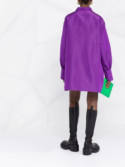 Valentino Oversized Silk-faille Shirt In Purple