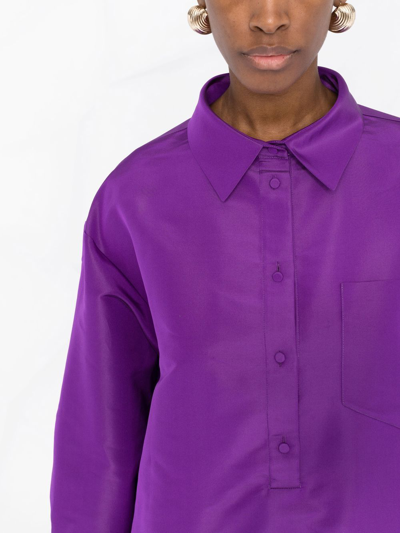 Shop Valentino Long-sleeve Button-up Shirt In Purple