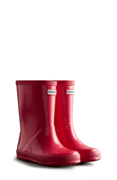 Shop Hunter Kids' First Gloss Waterproof Rain Boot In Bright Pink / Pink