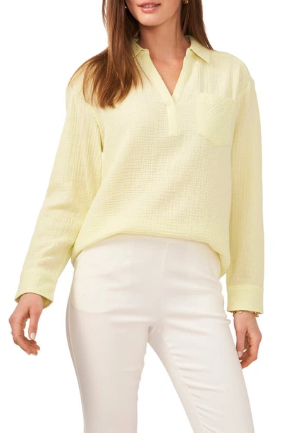 Shop Chaus V-neck Collared Blouse In Citrus Yellow