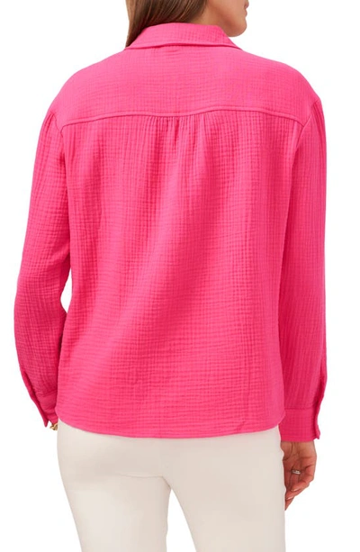 Chaus V-neck Collared Blouse In Party Pink