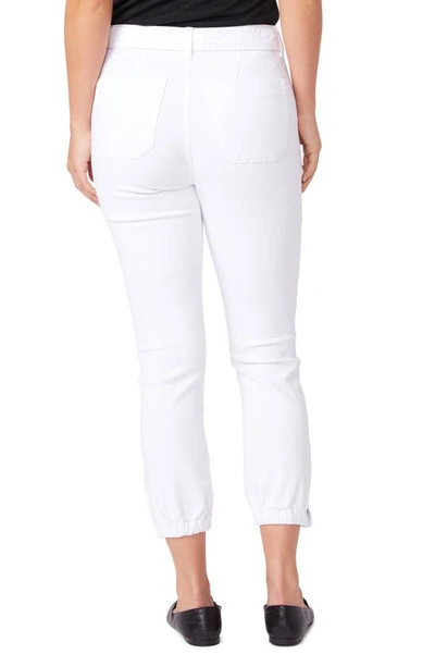 Shop Paige Mayslie High Waist Tie Belt Exposed Button Joggers In Crisp White