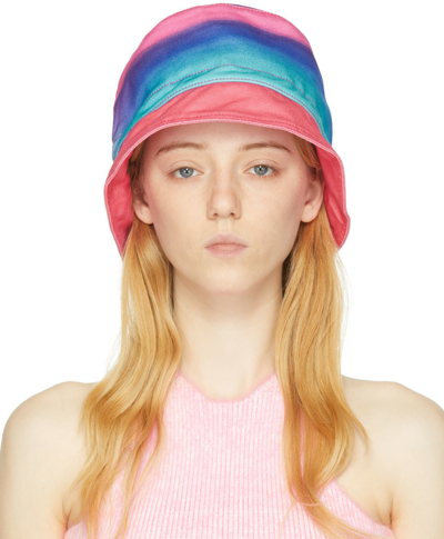 Shop Agr Multicolor Denim Bucket Hat In Pink Blue