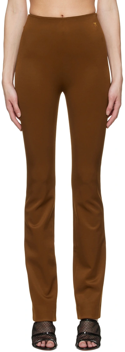 Atlein Tan Viscose Trousers In C0456 Chestnut