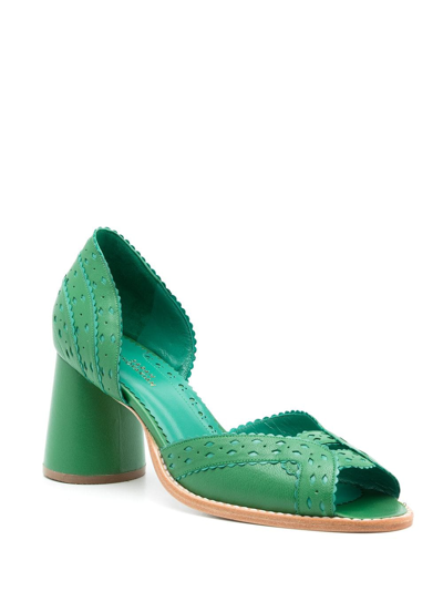 Sarah Chofakian Secret Garden Leather Pumps In Green