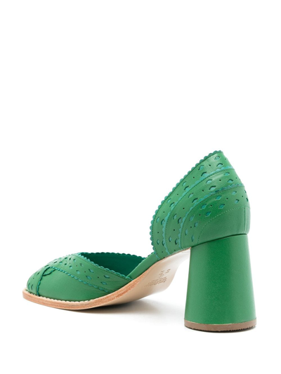 Sarah Chofakian Secret Garden Leather Pumps In Green