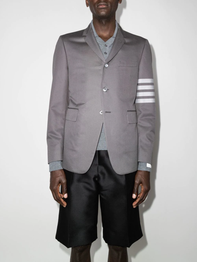 Thom Browne 4-bar Stripe Single-breasted Cotton Blazer In Grey